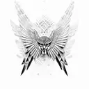 half Aztec thunderbird and half Egyptian sphinx with wings  tattoo design idea