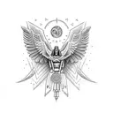 half Aztec thunderbird and half Egyptian sphinx with wings  tattoo design idea