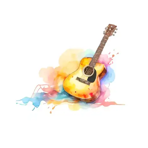 guitar, carpentry, island, video games tattoo design idea