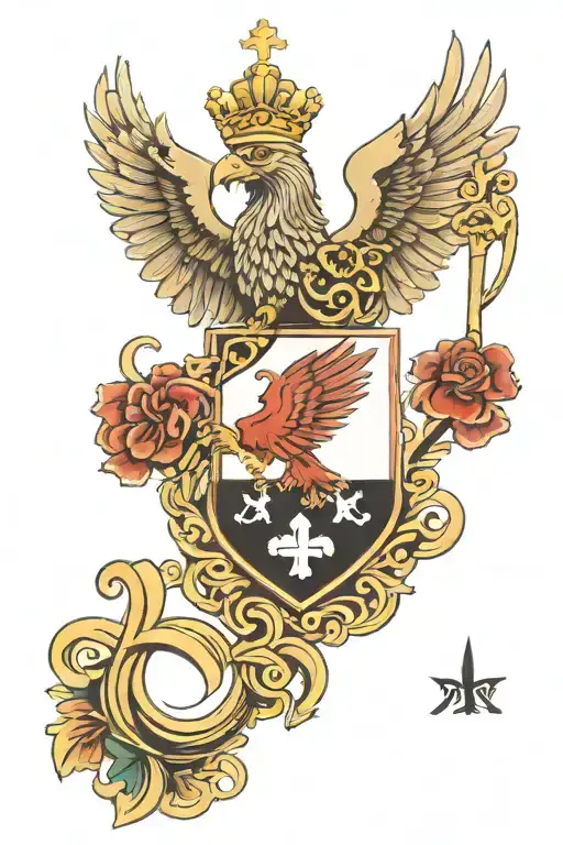 polish eagle Irish harp surrounded tattoo design idea