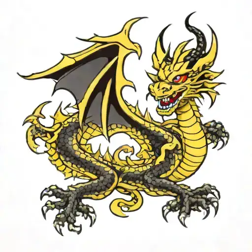 yellow dragon tattoo design idea