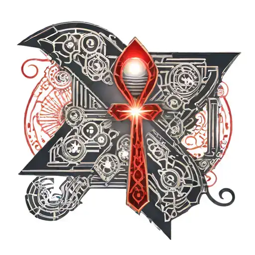 red ankh symbol formed tattoo design idea