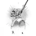 SON ON DAD'S SHOULDERS WALKING tattoo design idea