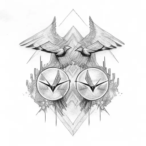 2 crows, paganism, thor, thunder tattoo design idea