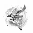 2 crows, paganism, thor, thunder tattoo design idea