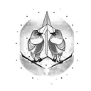 2 crows, paganism, thor, thunder tattoo design idea