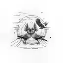 2 crows, paganism, thor, thunder tattoo design idea