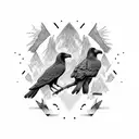 2 crows, paganism, thor, thunder tattoo design idea