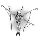 skeleton wearing waders while fly fishing tattoo design idea