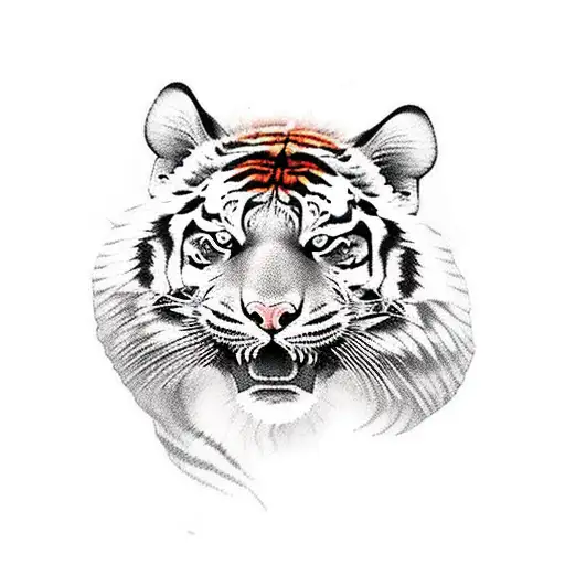 can you create a sleeve tattoo of a tiger head, the tiger is staring I would like a crown on top of the tigers head a tattoo design idea