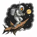 man fishing on the moon tattoo design idea