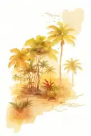 Road less traveled jungle setting tattoo design idea