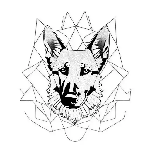 tattoo of a German shepherd silhouette formed by geometric shapes tattoo design idea