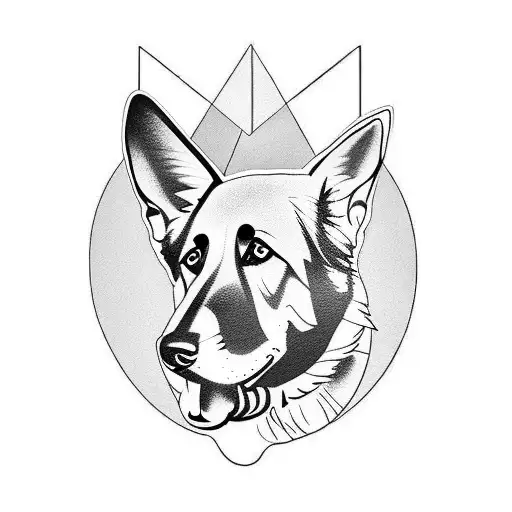 A minimalist tattoo of a German shepherd silhouette formed by geometric shapes tattoo design idea