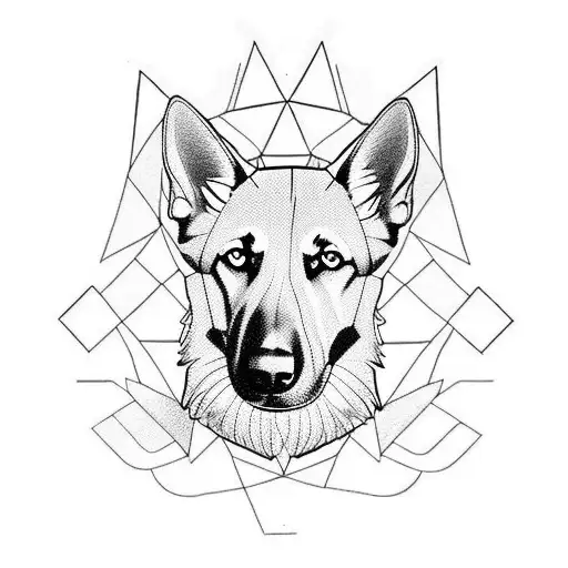 tattoo of a German shepherd silhouette formed by geometric shapes tattoo design idea