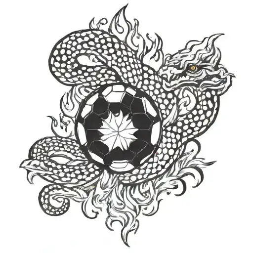 disco ball and fire snake tattoo design idea