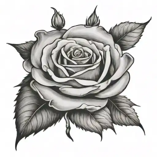 Rose with "Aunty Kim" written in stem tattoo design idea