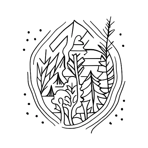 Minimalist "Forest" Tattoo Idea BlackInk AI