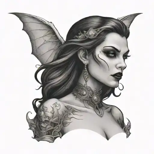 vampire woman posing tattoo design idea