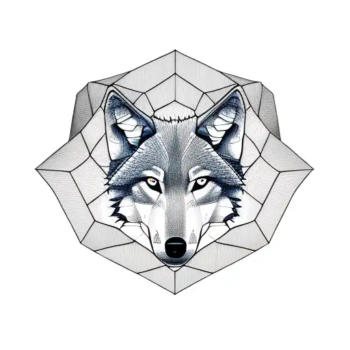 honeycomb wolf in trees tattoo design idea