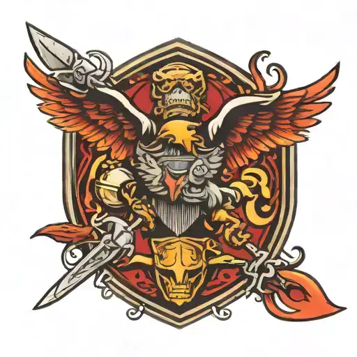 Wrangler, Eagle, Bulldog, Knight, Hawk tattoo design idea