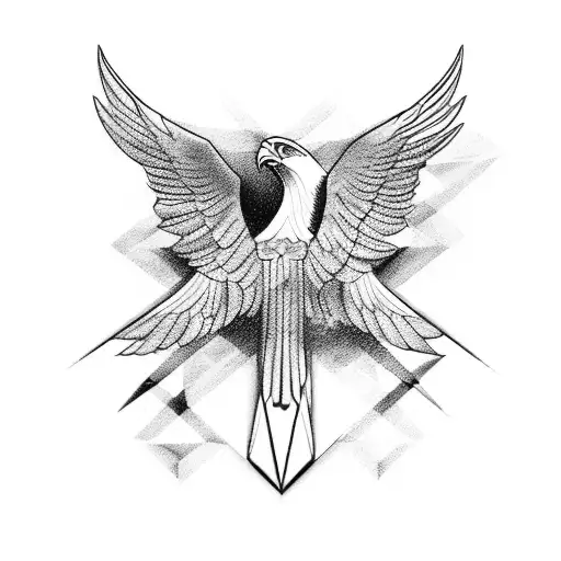Combine the sleek lines of a sports car with the elegance of a soaring eagle in a dynamic and abstract design tattoo design idea