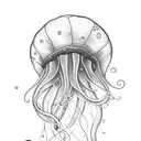 Jellyfish which tentacles become 2 tulips on one side and become what looks like cracks in the skin on the other side tattoo design idea