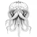 Jellyfish which tentacles become 2 tulips on one side and become what looks like cracks in the skin on the other side tattoo design idea