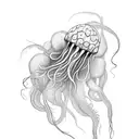 Jellyfish which tentacles become 2 tulips on one side and become what looks like cracks in the skin on the other side tattoo design idea