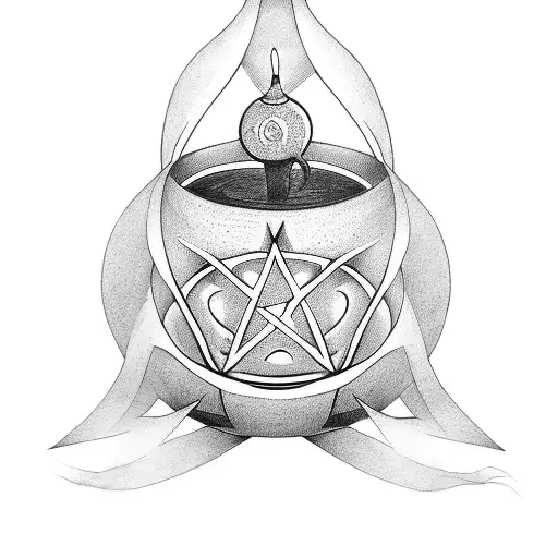 witch vase with pentagram tattoo design idea