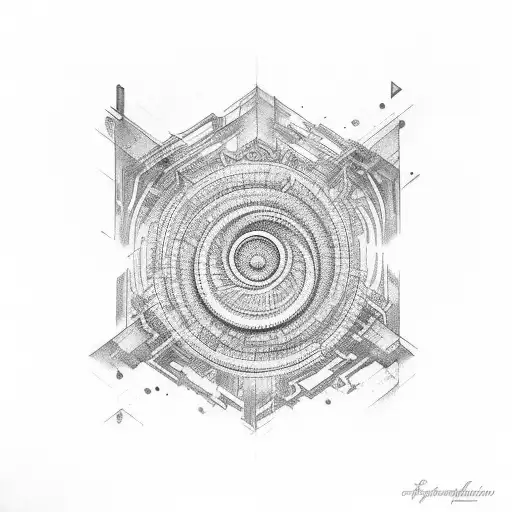 fibonacchi spiral plus seratonin molecule tattoo design idea