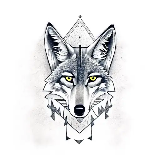 coyote with Norse runes for courage, protection, and survival tattoo design idea