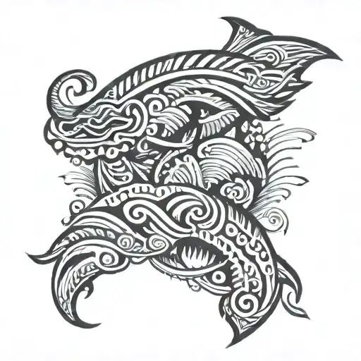 tribal band of water and wind tattoo design idea