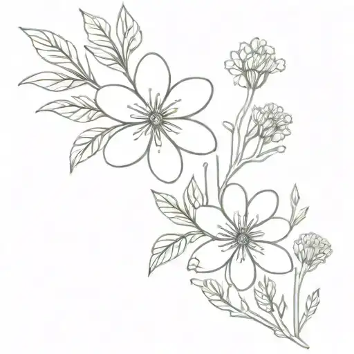 Type 1 Diabetes medical tattoo with simple wildflowers tattoo design idea