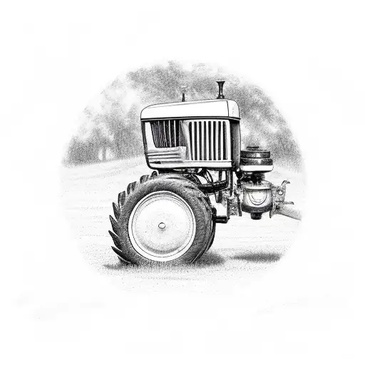 john deere tractor with grampa sitting on top tattoo design idea