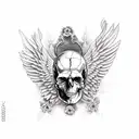 Wing skull tattoo design idea