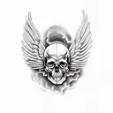 Wing skull tattoo design idea