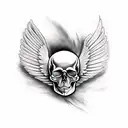 Wing skull tattoo design idea