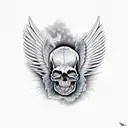 Wing skull tattoo design idea