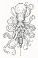 octopus emerging from broken light bulb tattoo design idea