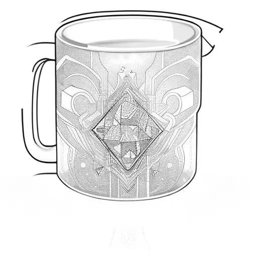coffe mug with light reflections tattoo design idea