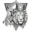 LIon of Judah with 6 pointed star of david and the cross  tattoo design idea