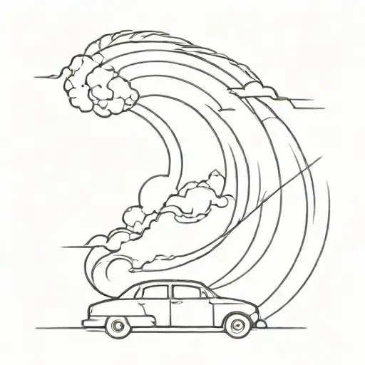 hurricane and car driving tattoo design idea