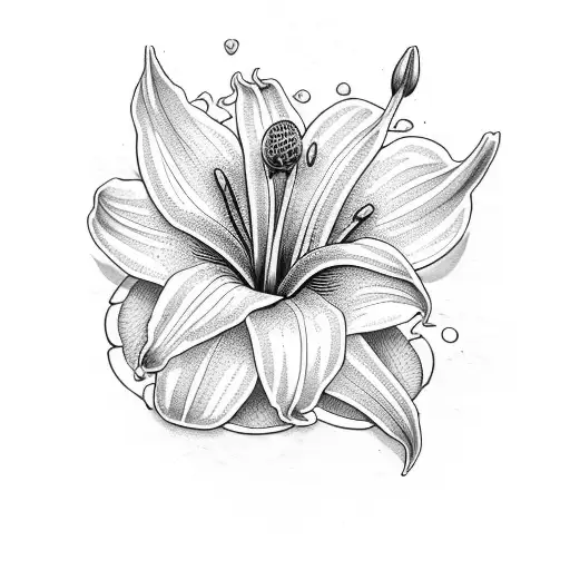 peace sign Lily flower tattoo design idea