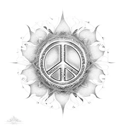 peace symbol made out of lilies tattoo design idea