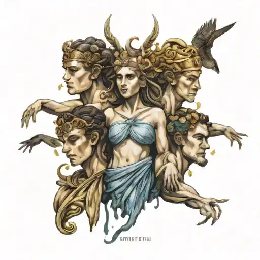 greek mythology with 3 siblings  tattoo design idea