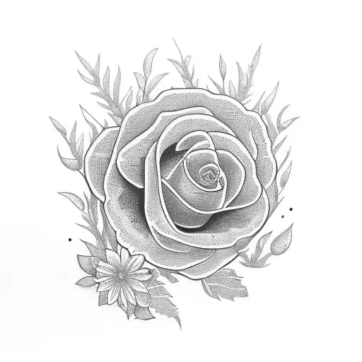 farm with Mercedes Benz and flowers tattoo design idea