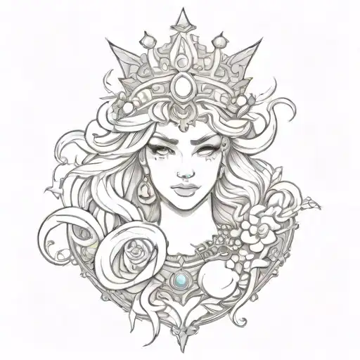 triskelion of bowsers collar and princess peaches crown tattoo design idea