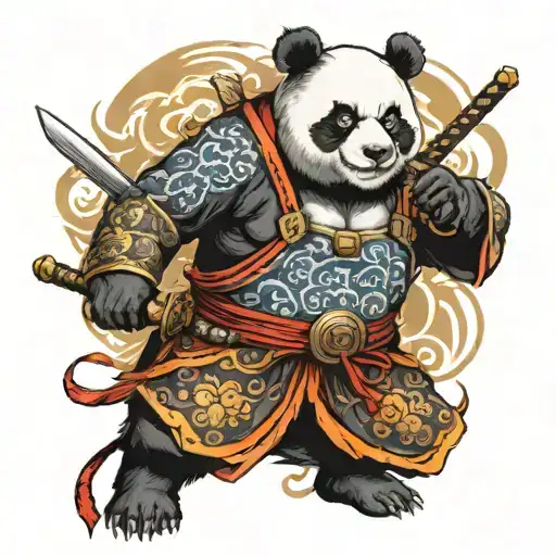 panda samurai warrior tattoo design idea