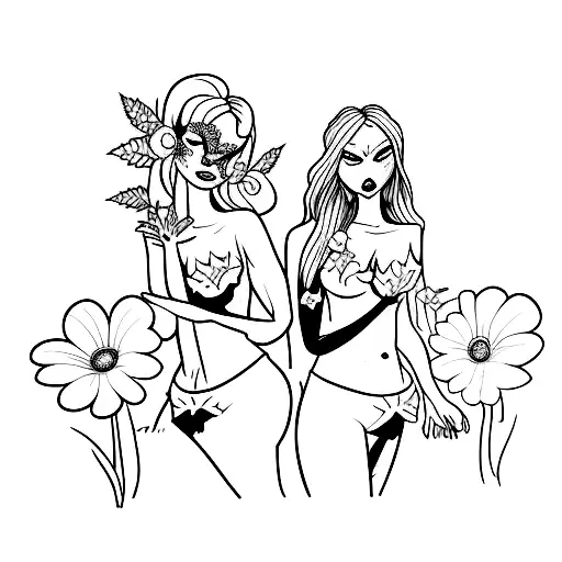 Daisy and poison ivy tattoo design idea